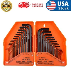 Allen Wrench Hex Key Set, 30pcs SAE Metric Combination Repair Kit NEW - Picture 1 of 8