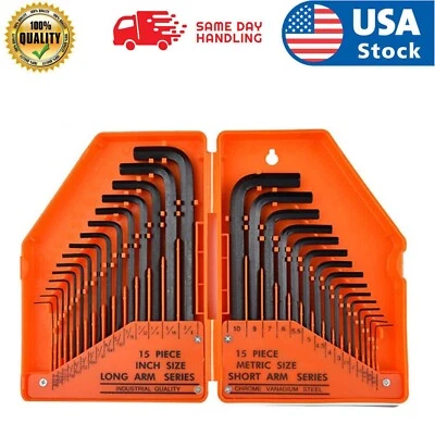 Allen Wrench Hex Key Set, 30pcs SAE Metric Combination Repair Kit NEW - Image 1 of 4