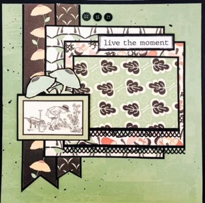 Handmade LIVE IN THE MOMENT Cosmo Cricket 12x12 Premade Scrapbook Layout Page - Picture 1 of 2