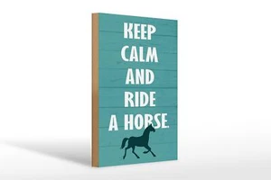 Holzschild Spruch 20x30 cm mantener la calma y montar a caballo caballo escudo cartel de madera - Imagen 1 de 5