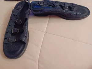 Flexus By Spring Step 41 10.5 Black Italian Leather Anatomic Sandals Shoes - Picture 1 of 4