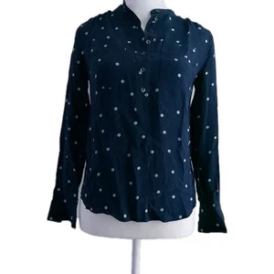 Timeless J Crew 100% Silk Navy Womens Polkadot Blouse Sz 6 - 8 - Bild 1 von 8