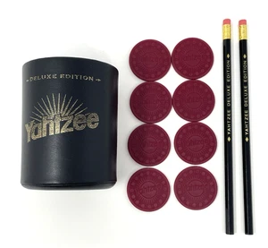 Yahtzee Deluxe Edition 1997 Replacement Felt Shaker Cup, 8 Chips, 2 Pencils - Picture 1 of 7