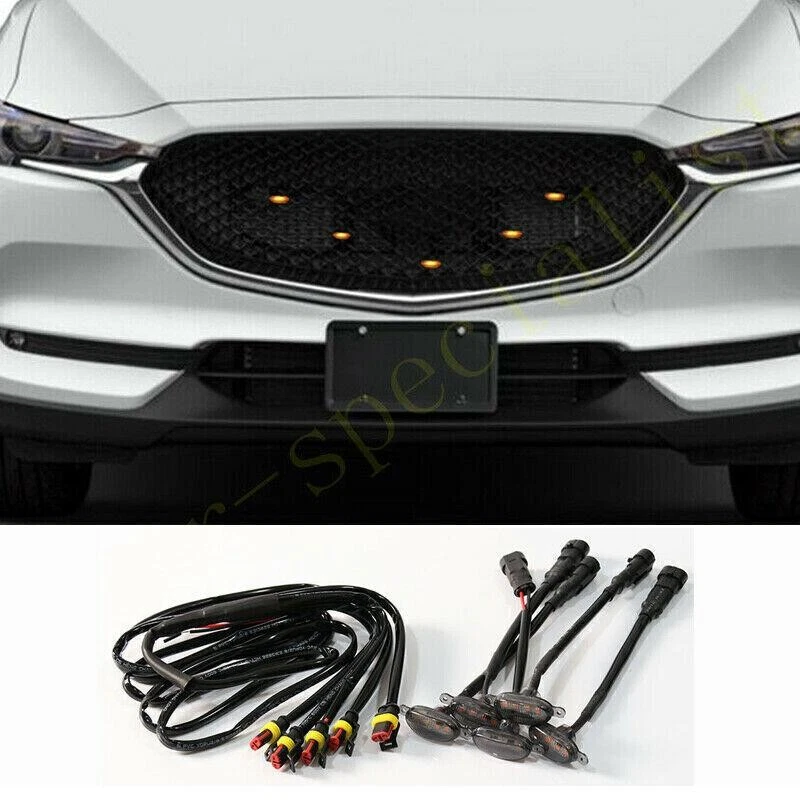 5pc For Mazda CX-5 2017-2021 Front Grille LED Light Raptor Style Grill Cover Kit - Imagem 1 de 1