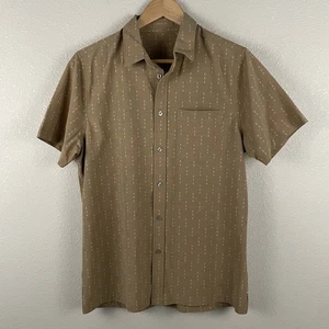 Vuori Mens M Brown Wheat Arrows Bridge Button Down Short Sleeve Shirt - Picture 1 of 5