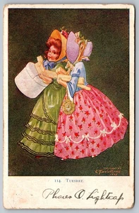 Postcard 1906 Charles Twelvetrees Days Of The Week Tuesday Shopping Antique H15 - Picture 1 of 2