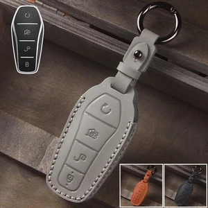Genuine Leather Car Smart Key Fob Case Cover Bag For BYD Song Han Qin EV Tang DM - Bild 1 von 12