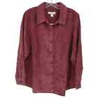 CJ Banks Shirt Womens 14W Corduroy Button Front Outdoor Casual Classic Pink
