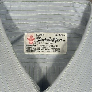 Turnbull & Asser Hemd blau mit vertikalen grünen Streifen 17 - 43 cm - Bild 1 von 7