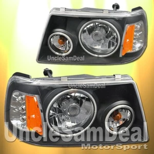 FOR 01-10 FORD RANGER DUAL X-BRIGHT LED HALO RIMS CLEAR BLACK HEADLIGHTS PAIR - Foto 1 di 2