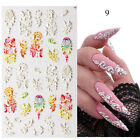 White Pink Floral Wedding 5D Nail Stickers Embossed Decals Nail Art Decoration