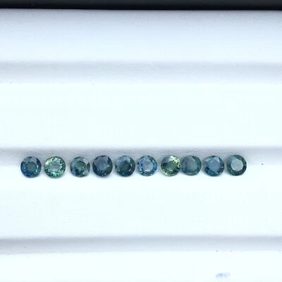 Natural (unheated) teal green sapphire round cut 10 pieces 3.55 carat - Image 1 of 4