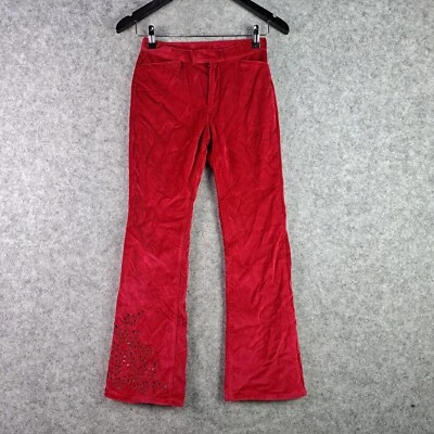 Gap Pants Kids Girls 14 Red Slim Velvet Flare Zip Fly Mid Rise Pockets 7379 - Image 1 of 4