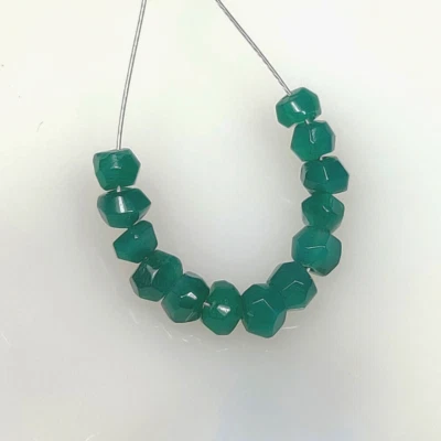 13 cuentas facetadas perforadas de ónix verde natural bien pulido de 6,13 quilates, India-A1028 Foto 1 de 2