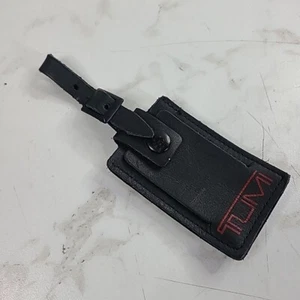 TUMI Alpha schwarzer Leder Kofferanhänger großer roter Schriftzug 4" x 2,5" - Bild 1 von 3