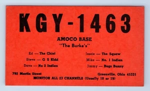 Amoco Base Burke Greenville Ohio QSL Ham Radio Card VTG Chief Squaw Bugs Bunny - Picture 1 of 2