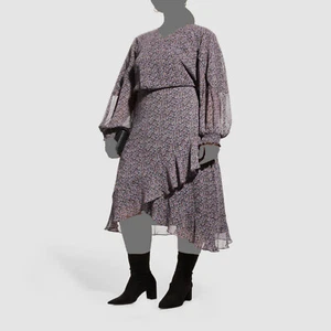 $365 Whitney Morgan Women's Purple Floral Print Chiffon Wrap Dress Plus Size 3X - Picture 1 of 3