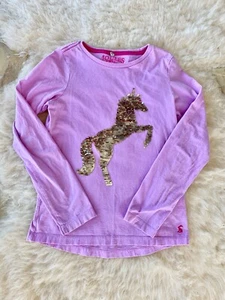 Joules | Unicorn Flip Sequin Top | 9/10Y | Pink Long Sleeve  - Picture 1 of 3