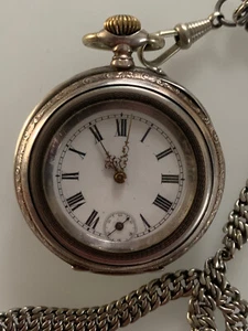 Silber Schweizer Taschenuhr IWC, Handaufzug mit verziertem Gehäuse. - Bild 1 von 15