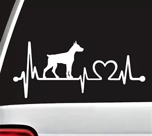 Dobermann Pinscher Herzschlag Hund Aufkleber Sticker Auto Fenster DOBERMOM Laptop K1142 - Bild 1 von 5