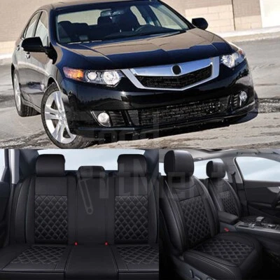 Funda de 5 asientos de cuero PU para Acura TSX 2009-2014 cojín delantero y trasero negro Foto 1 de 4