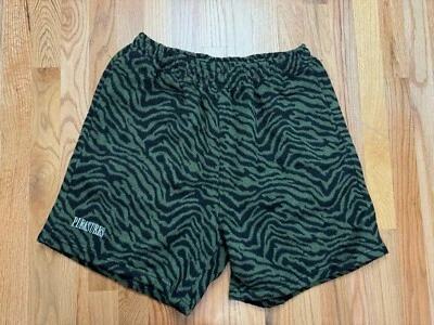 Pleasures Green Shorts Men Fuzzy Tiger Stripe Large Streetwear Punk Skate Grunge - Image 1 of 4