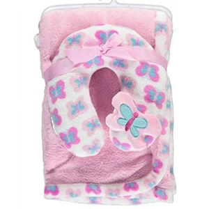 Cribmates Baby Girls "Butterfly Baby" Soft Pink Blanket And Travel Pillow Set - Picture 1 of 1