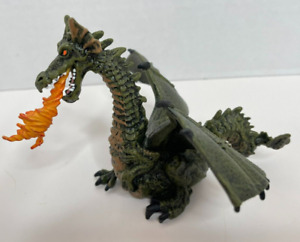 PAPO 2005 Green Fire Breathing Dragon 4" wings Medieval Figure Enchanted World
