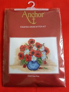 LARGE ANCHOR POPPY SPRAY Counted Cross Stitch Kit, PCE879 Multi-Colour