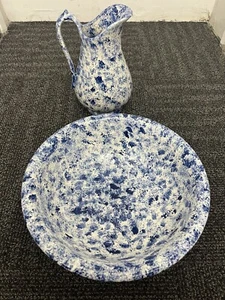 VTG Hand painted Water Pitcher and Bowl - Picture 1 of 13