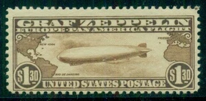 US #C14 $1,30 Zeppelin, og, NH, pequeños saltos de goma natural, frescos y en buen estado - Imagen 1 de 1