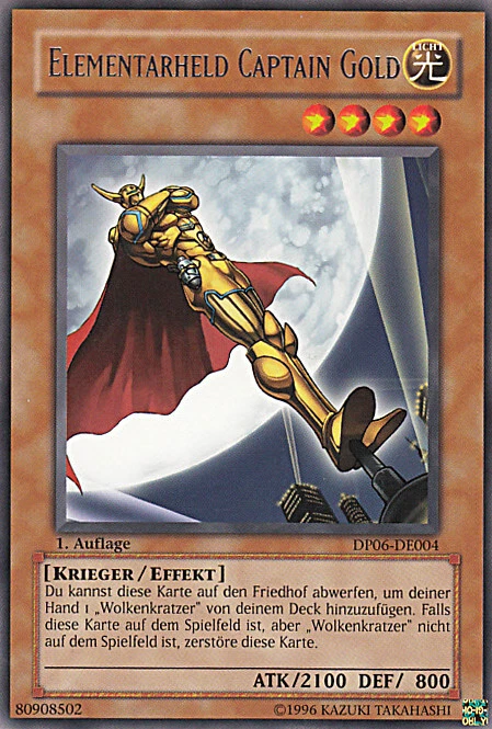 YU-GI-OH, ELEMENTARHELD CAPTAIN GOLD, R, DP06-DE004, 1. Auflage, TOP - Bild 1 von 1