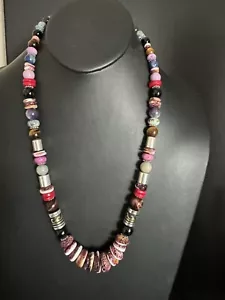Tommy & Rosita Singer T R Sterling Silver Purple Spiny Oyster Bead Necklace 28” - Picture 1 of 10