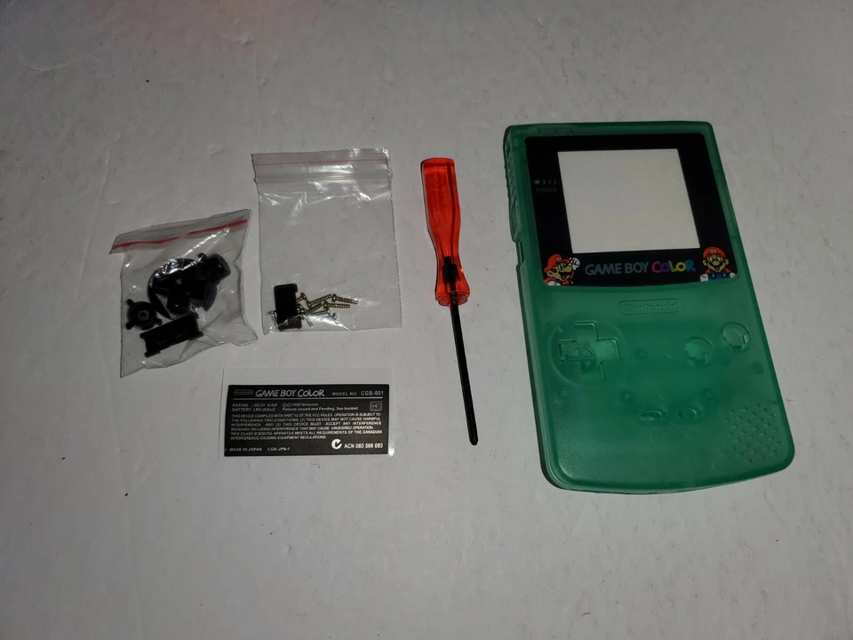 Transparent Green Full Housing Case Shell for Gameboy Color Mario Screen D14 - Image 1 of 2