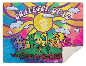 Grateful Dead New Fleece Sherpa Gift Throw Blanket Dancing Bears Bertha Turtles - Picture 1 of 5