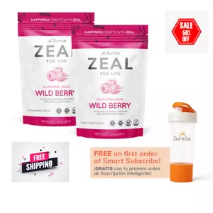2 Pack  Zurvita Zeal 2 - Pack Bundle – 60 Servings, Wild Berry - Gluten Free - Picture 1 of 2