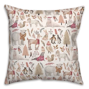 Creative Products Winter Wonderland Animals Pattern 18 x 18 Spun Poly Pillow - Picture 1 of 3
