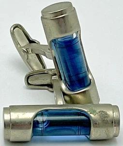 Novedad Gemelos Niveles de Trabajo Burbuja Llena de Fluido Azul Para Hombre Steampunk - Imagen 1 de 6