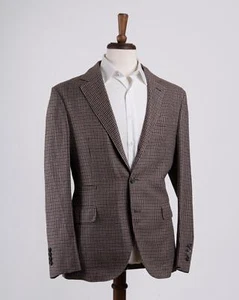 Brunello Cucinelli NWT Purple Black Brown Houndstooth Blazer Linen Wool Silk 38 - Picture 1 of 7