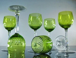 ANTIQUE LARGE 6 WINE GLASSES CRYSTAL COLOR MODEL RICHELIEU BACCARAT ARTDECO - Picture 1 of 24