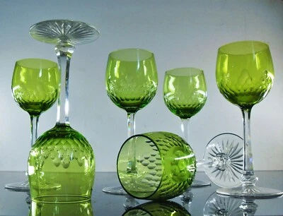 ANCIENNES GRAND 6 VERRES A VIN CRISTAL COULEUR MODELE RICHELIEU BACCARAT ARTDECO - Photo 1/4