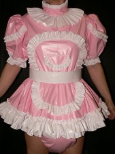 A5*Adult Baby Sissy pvc dress with sewn in diaper panty*kleid & Spreizhose