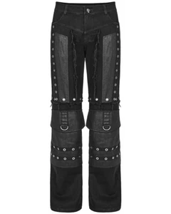 Punk Rave Mens Gothic Industrial Detachable Utility Pants Shorts Jeans Black