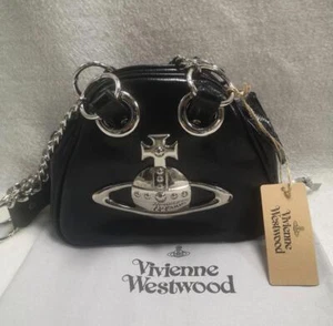 Vivienne Westwood shoulder bag New leather big orb chain black From japan F/S
