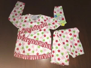 NWT 4T 5T Sara's Prints Pajamas Light Flannel Star Pattern Ruffles Christmas ? - Picture 1 of 3