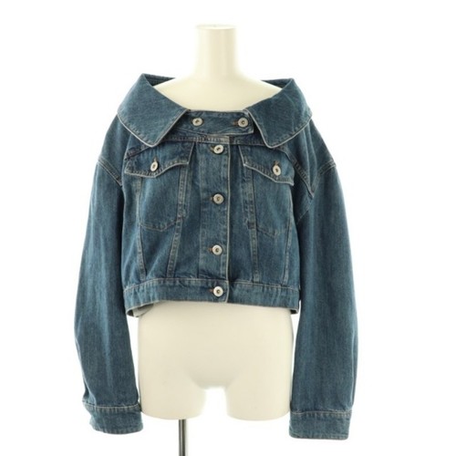 Giacca denim Miu Miumiu GWB046 stampa logo cropped G Jean 38 blu ES usata da2e5a4