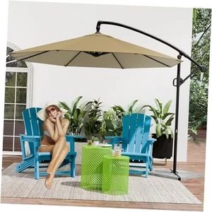 15ft Large Patio Umbrella, Outdoor Double-Sided Umbrella with Crank KhakiC - Picture 1 of 7