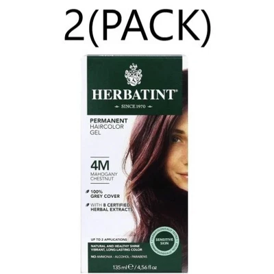 PACK 2 Gel de Color Permanente Herbatint 4M Caoba Castaño EL EMBALAJE PUEDE VARIAR Foto 1 de 2