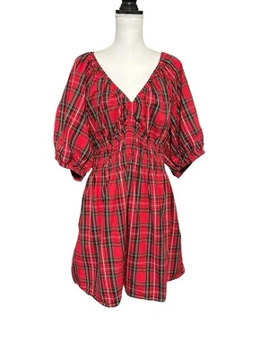 Old Navy Tartan Plaid Christmas Holiday Babydoll Dress Womens 2X Mini Retro - Image 1 of 4