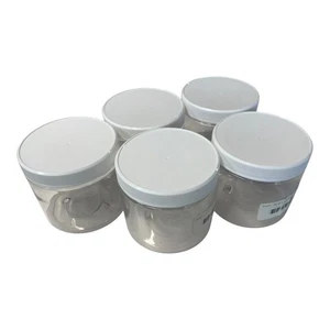 16oz Big Mouth Clear Plastic PET Jars with White Ribbed Lids~Set of 5 New ~ P18  - Picture 1 of 5